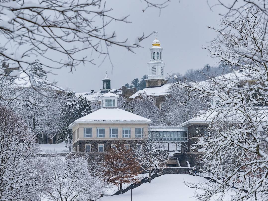 The 51Թ campus is pictured after a snowfall